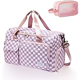 Small Gym Bag for Women, Travel Duffle Bag Carry On Weekender Bag with Shoe Compartment