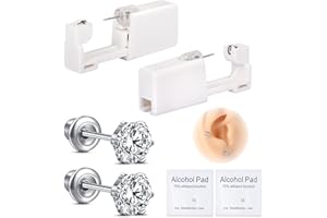 JIESIBAO Ear Piercing Gun Kit,Self Disposable Ear Piercing Kit 316L Surgical Stainless Steel with Star Cubic Zirconia, At Home Self Ear Piercer Kit Tool with 5mm Crown CZ Stud