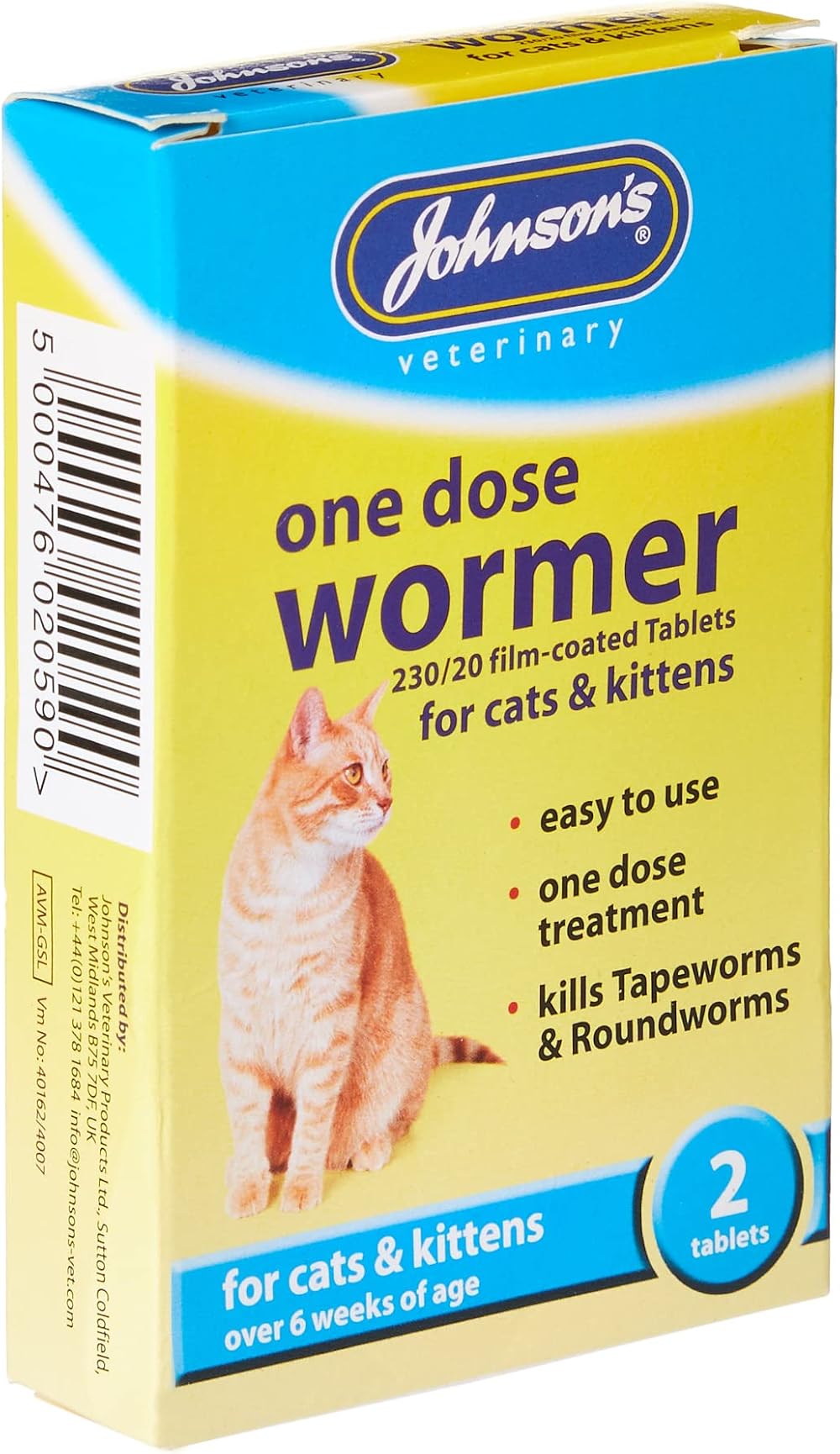 Our Pet Village Johnson's One Dose Wormer for Cats & Kittens 2 Tablets