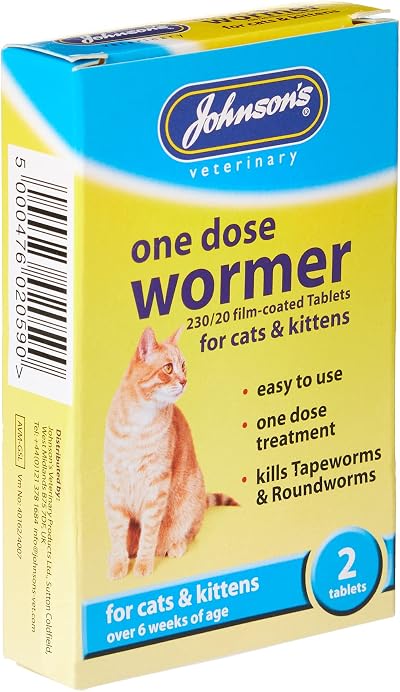 Our Pet Village Johnson's One Dose Wormer for Cats & Kittens 2 Tablets
