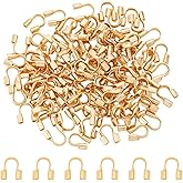 UNICRAFTALE 100Pcs Real 24K Gold Plated U Shape Guards Cable Protectors 5x4x1mm Wire Guardians Thread Protector Loop Guardian Hole 0.8mm for Necklaces Bracelets Jewelry Craft Making