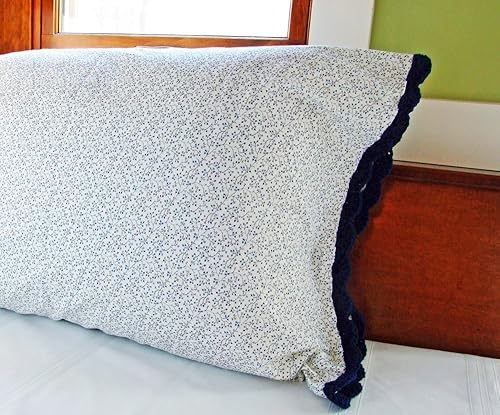 Amazon Com Crochet Pillow Case In Navy Hearts Vines Floral 100