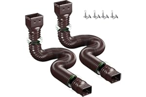 HAHOME 2 Pack Rain Gutter Downspout Extensions,Drain Downspout Extender Diverter, Flexible Downspout Extensions Can Extendable from 21 to 60 Inches (Brown)