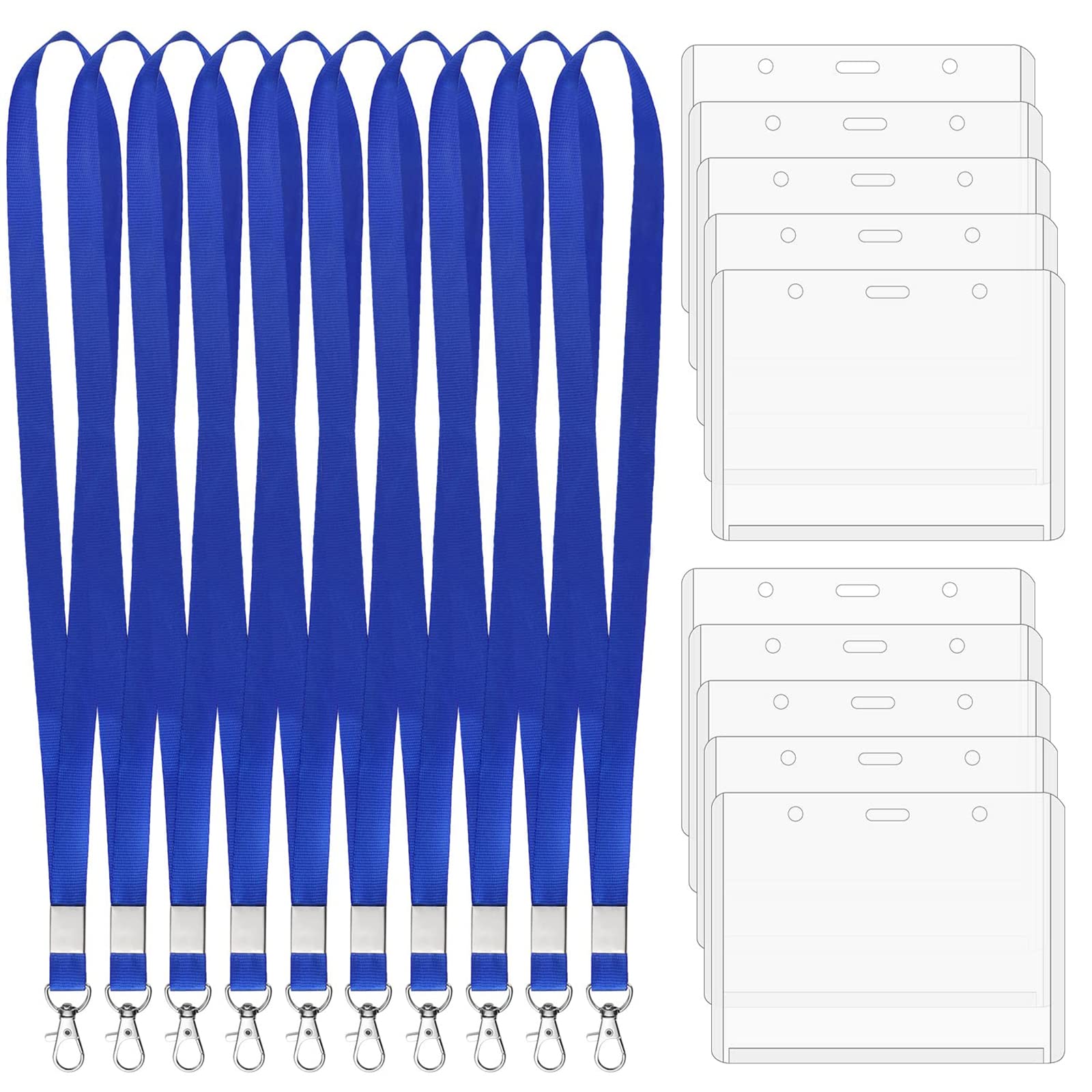 nuoshen Lanyard Card Holder, 40 pcs Waterproof Name Tag Badge Transparent Conference Work Pass ID Card Holders for Office & Exhibition