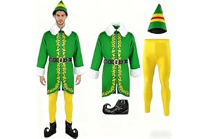 GENERIC 5 Pack Buddy The Elf Costume Adult Elf Men Women Costume Suit Christmas Costumes Holiday Party Santa Outfit Funny Loungewear