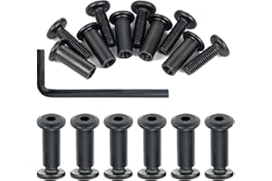 PGMJ 40 Sets Black M6 Binding Post Screws Countersunk Rivet Socket Cap Connecting Bolts Cap Nuts Assortment Kit for Baby Bed Furniture,Leather Saddles Purses Belt Repair (M6x20mm-Black-D)