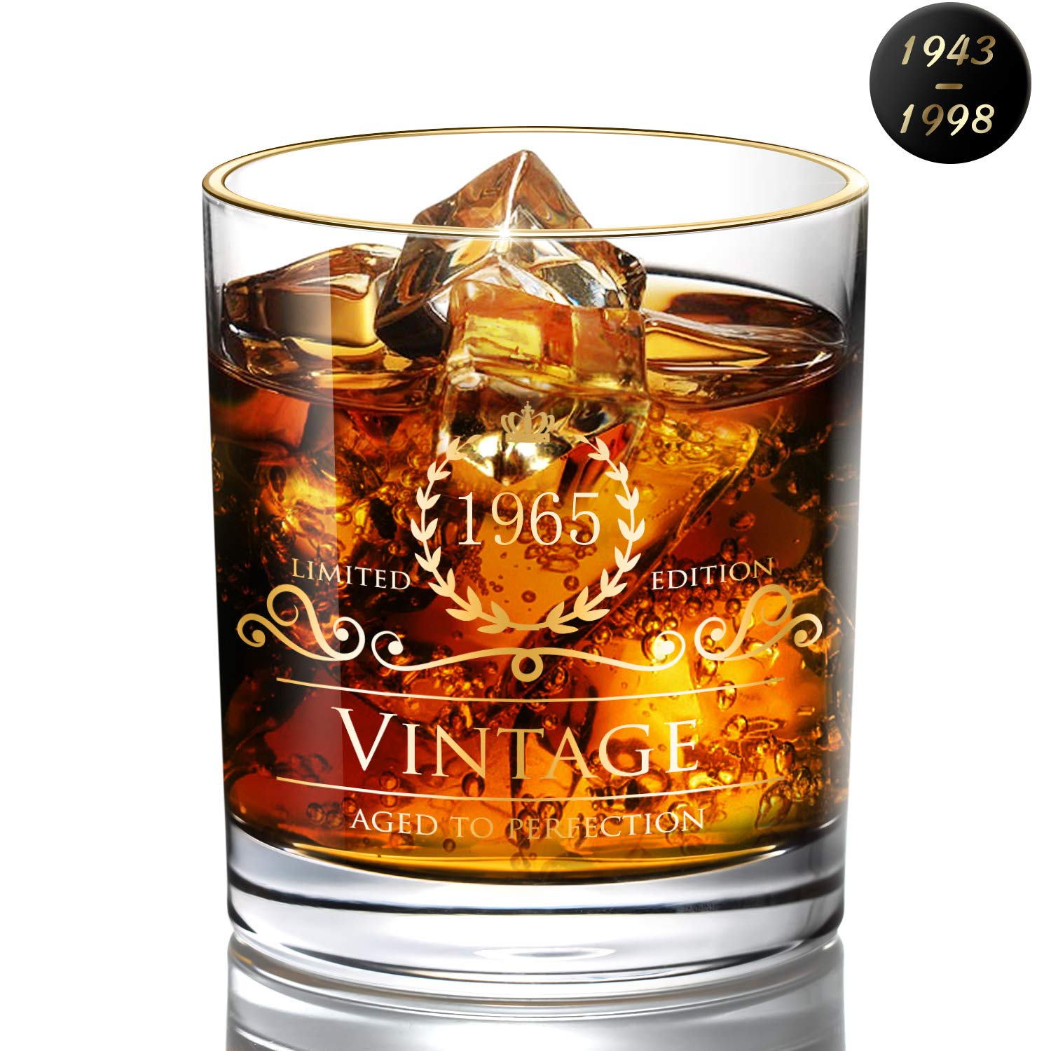 1965 Whiskey Glasses,59th Birthday Gifts for Women,Men,Bridesmaid,Mothers Fathers Day Gift,Bourbon Glass For 59 Years Old,Wedding Anniversary Holidays Decoration,Retirement