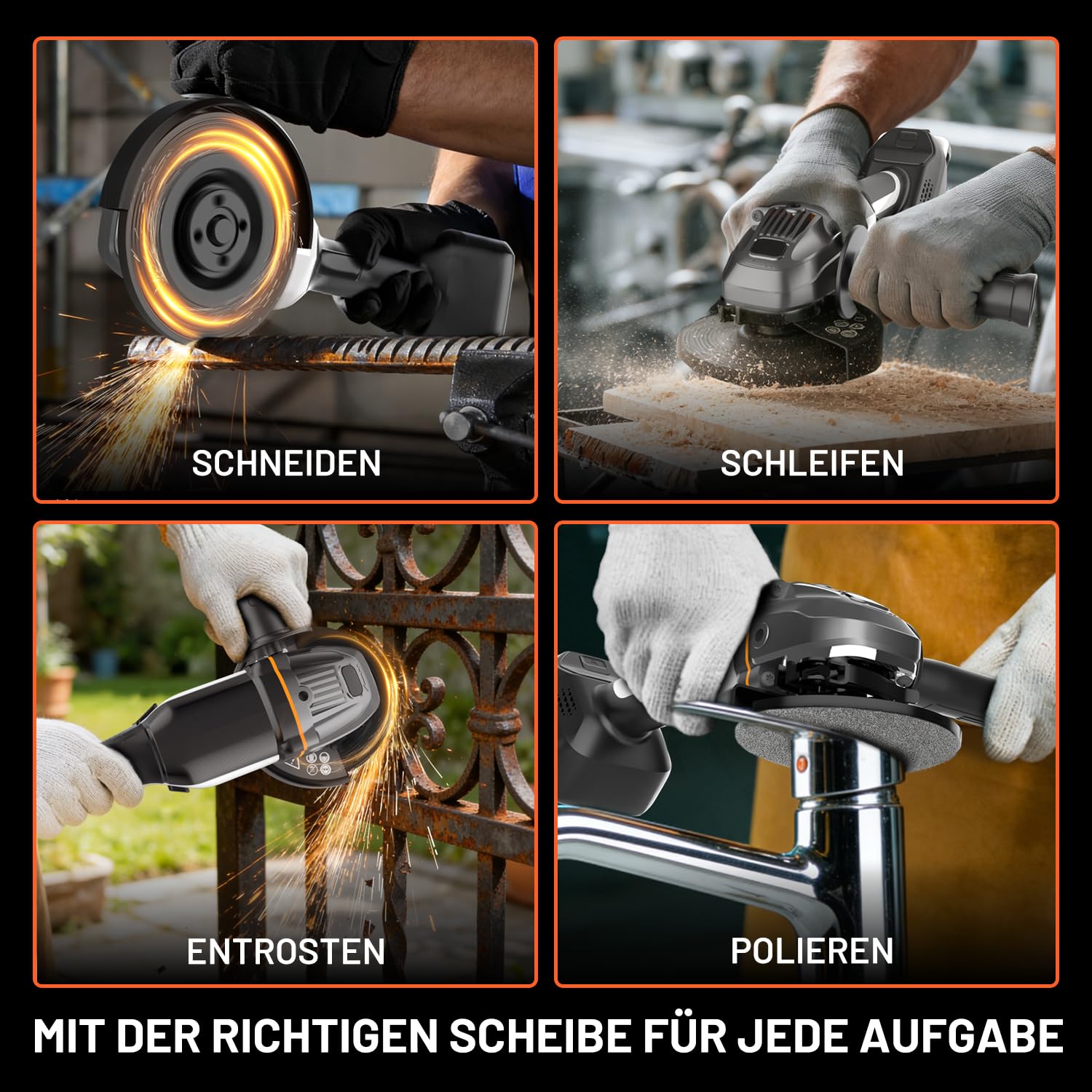 Litheli 20V Akku Winkelschleifer 125mm, 8500 U/min mit 4.0Ah Akku & bürstenlosem Motor, Drehzahlregelung zum Schneiden, Schleifen, Polieren, Entrosten, Kabellos für Metall, Stein, Holz 8