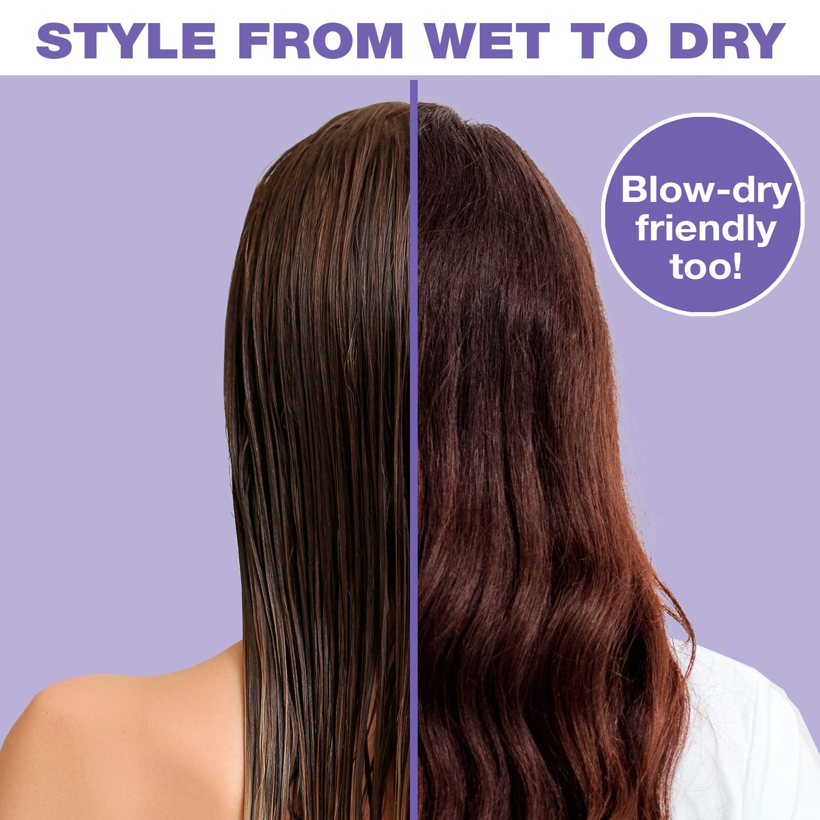 The Knot Dr. hair brush by Conair - Detangling hair brush - Removes Knots and Tangles in wet or dry hair - curly hair brush - Purple