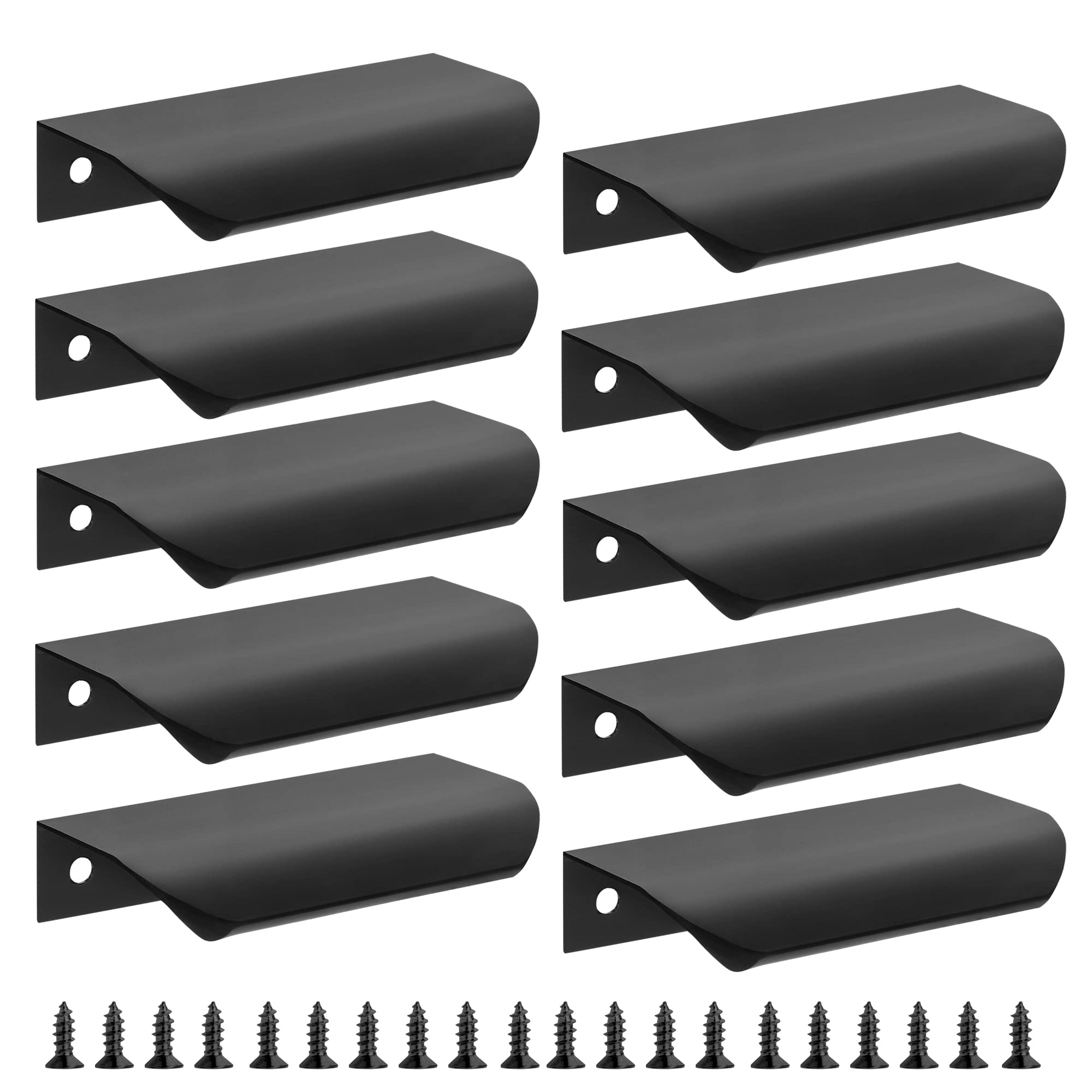 Photo 1 of Malimali 10 Pack Black Edge Finger Pulls for Cabinets 3.15" Kitchen Cabinet Pulls Handles Drawer Pulls Modern Aluminum Concealed Tab Pulls for Closet Door, Matte Black