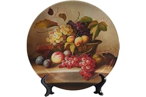 LIGUTARS Still Life Fruit Ceramic Hanging Decorative Plate, 6 Inch, Classic Fruit Basket Stand Decorative Dish Table Accessory Decor Display Kitchen Wall Decor Dinner Plate Dessert Dish Home Office