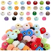 300 Pcs Fluffy Faux Fur Pom Pom Beads, 30 Colors Soft Fuzzy Craft Beads for DIY Jewelry, Keychains, Pens and Handicrafts Accessories
