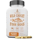 Ancestral Supplements Wild Caught Fish Eggs, 2400mg, Omega-3 Supplement Supports Brain, Heart, Fertility and Inflammatory Health, Whole Food Source of Vitamin D, K2, and A, Non-GMO, 180 Capsules