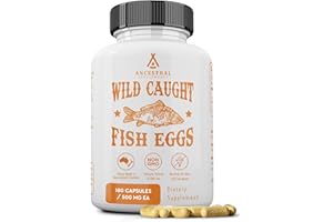 Ancestral Supplements Wild Caught Fish Eggs, 2400mg, Omega-3 Supplement Supports Brain, Heart, Fertility and Inflammatory Health, Whole Food Source of Vitamin D, K2, and A, Non-GMO, 180 Capsules