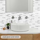 DEWOO Crystal Self Adhesive Peel and Stick Marble Tile 12x12 Grey 10-Sheet view 4