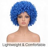 SHATCHI Afro Wig Curly Blue Unisex Fancy Dress Party Costume view 6