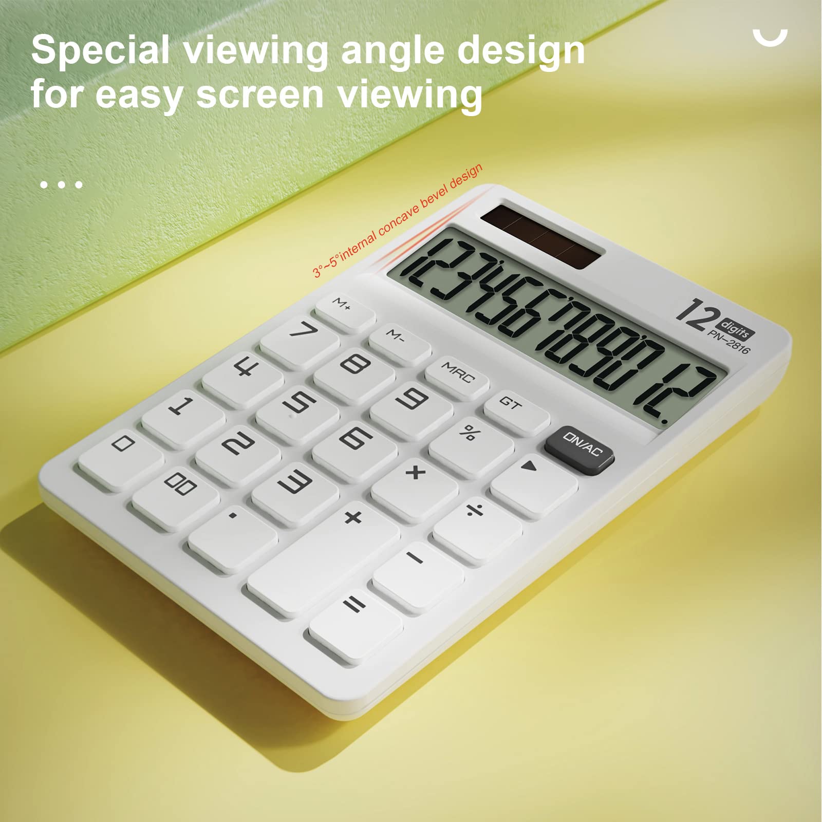 Basic Standard Calculator 12 Digit Desktop Calculator with Large LCD Display for Office, School, Home & Business Use, Modern Design