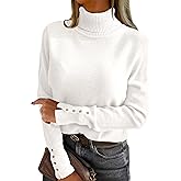 ANRABESS Turtleneck Sweaters for Women Long Sleeve Dressy Casual Soft Knitted Button Pullover Tops 2025 Fall Winter Clothes