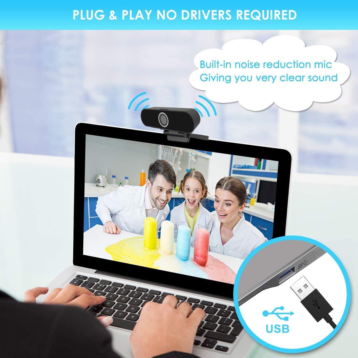 bochani USB PC Computer Webcam with Microphone,Webcam HD 1080p Web Camera, Laptop Desktop Full HD Camera Video Webcam, Widescreen, Pro Streaming Webcam for Recording, Calling, Conferencing, Gaming