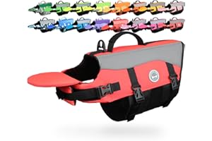 VIVAGLORY Dog Life Jacket with Removable Front Float, Life Vest with Reflective Trims & Extra Padding for Swimming & Boating, Bright Pink, M