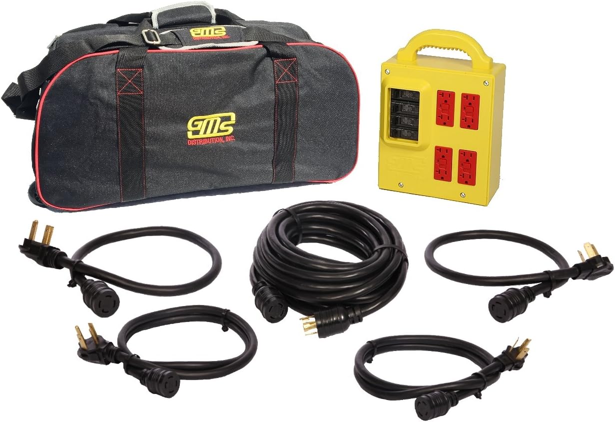 GMS-RDE 30 Amp Portable Power Box Full Kit with Carry Bag and 5 Heavy Duty Power Adapter Cords