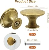 Juibao 12Pcs Gold Cabinet Door Knobs Antique Brass with Screws 30x21mm view 2