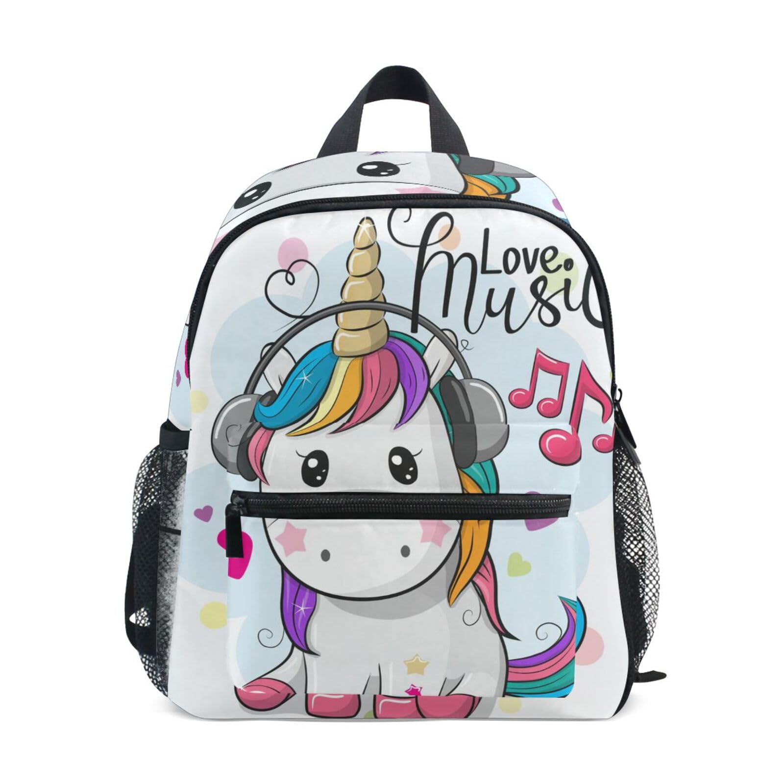 ISAOA Cute Music Unicorn Children's Backpack for Girls,Kid's Schoolbag for Kindergarten Preschool Toddler Baby Nursery Travel Bag with Chest Clip