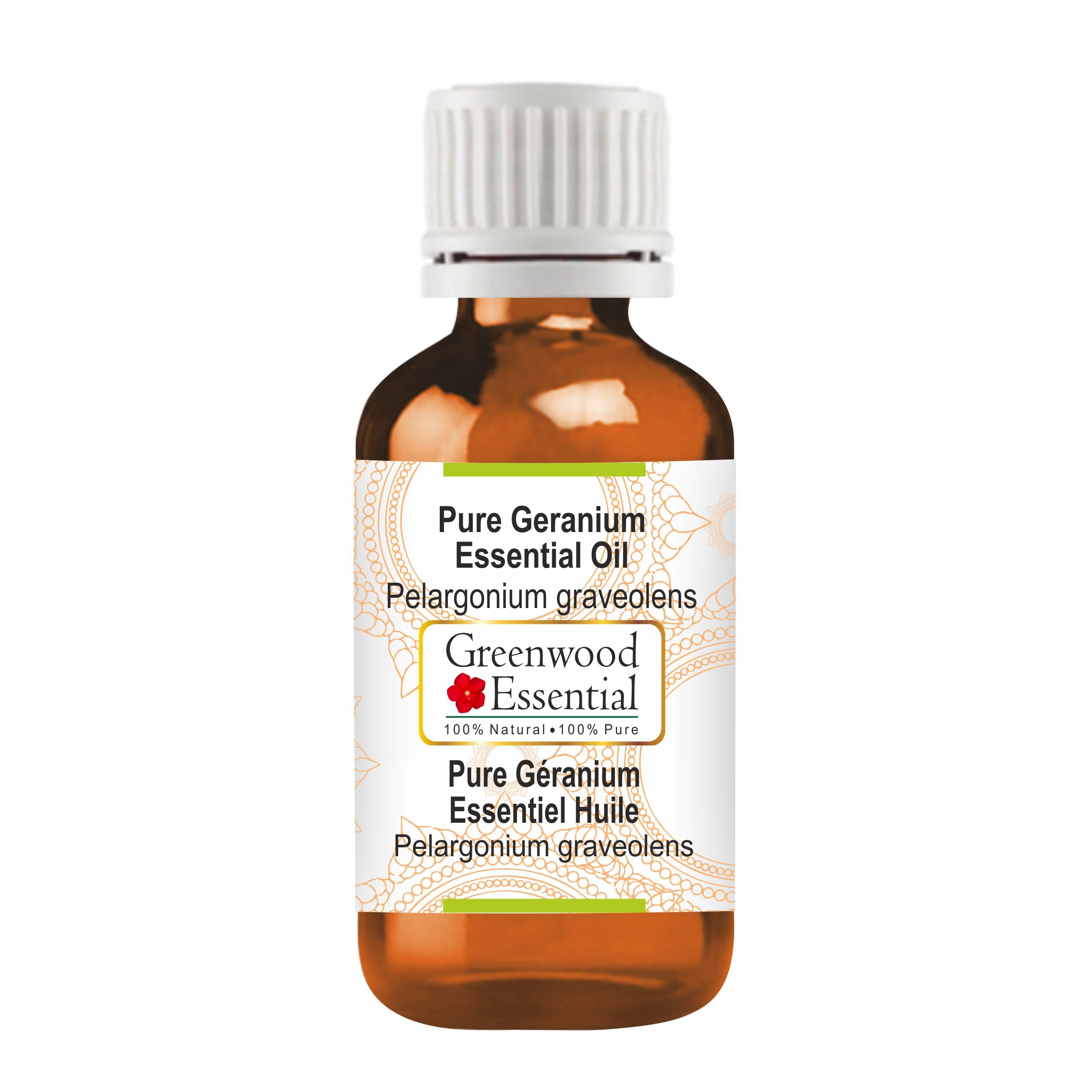 Greenwood Essential Pure Geranium Essential Oil (Pelargonium graveolens) Steam Distilled Natural Therapeutic Grade 10ml (0.33 oz)