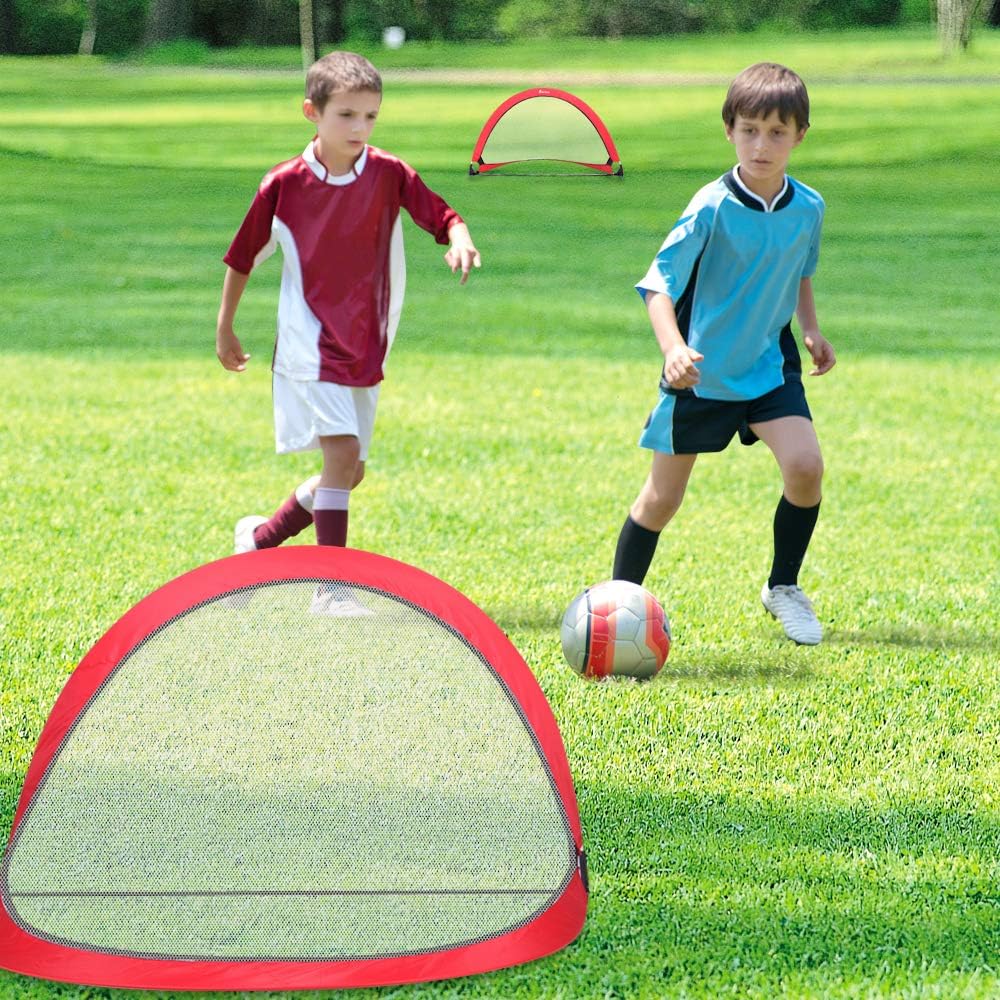 Portzon pop up Soccer Goal Set of 2，Soccer Goals for Backyard- Portable Soccer Nets with Carry Bag for Indoor & Outdoor Sports, Size 2 Pop Up Portable Soccer Goals : Sports & Outdoors