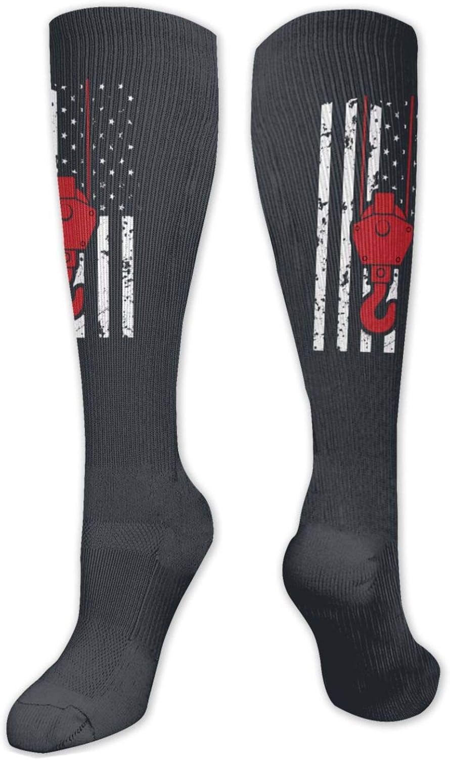 Novelty Compression Socks Crane Operator America Flag Patriotic Women Men For Running Athletic