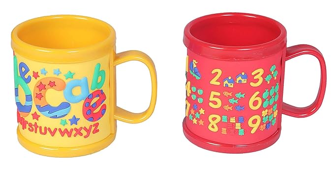 Offspring 3D Rubber Print Embossed Character with Handle Plastic Mug (200 ml, Pack of 2) (RY)
