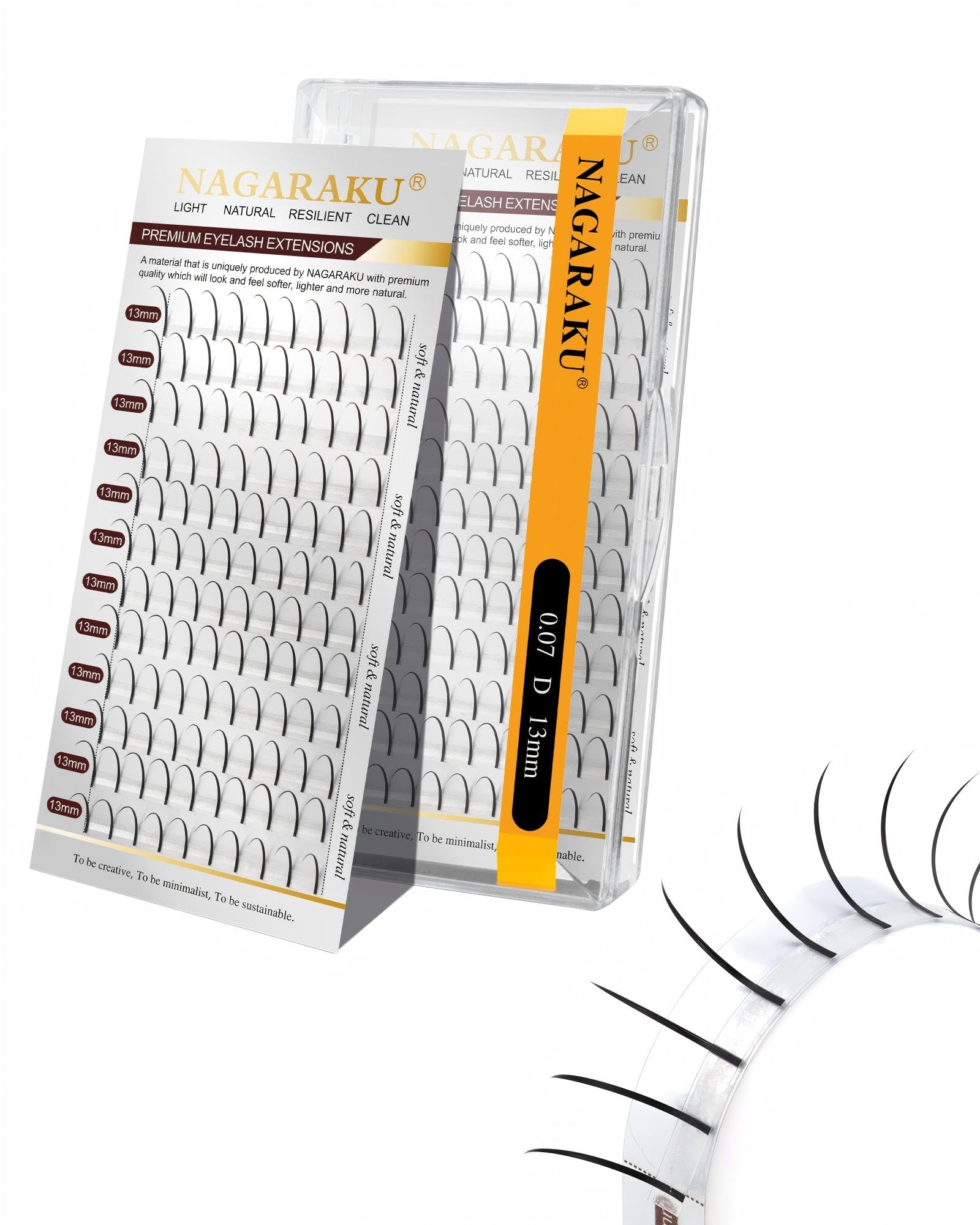 NAGARAKU Premade Spikes Eyelash Extension Supplies Wispy Lash Supplies Spikes Fans Super Thick Eyelash Spikes Individual Lashes Fairy Eyelashes Matte Black for Self Application（0.07mm D Curl 13mm）