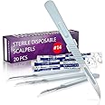 Disposable Scalpel 14, Pack of 20 Disposable Dermaplaning Blades with Plastic Handle, Surgical Knife Scalpel, High Carbon Steel Dermablade Surgical Blades Individually Wrapped 14 Blade, Sterile