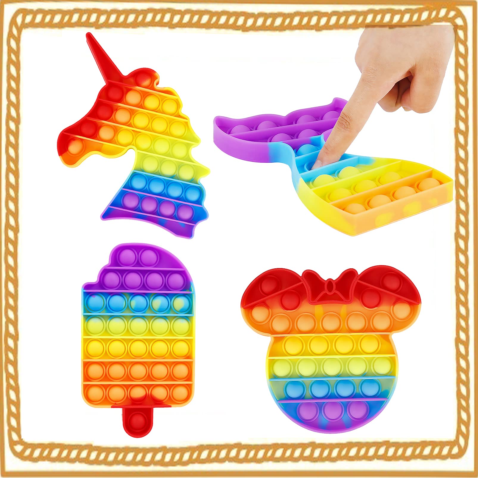 Buy IGINOA 4 Packs Push Pop Poop Fidget Toy, Sensory Anxiety Stress