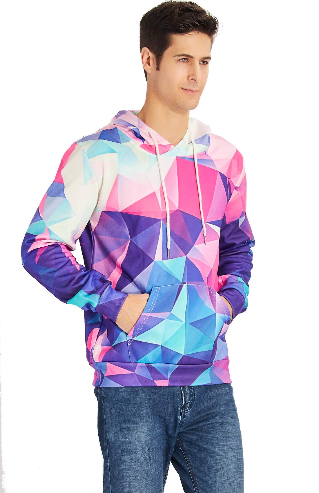 RAISEVERN Unisex Bunte Geometry Druck beiläufige Art und Weise T Shirt Kleidung