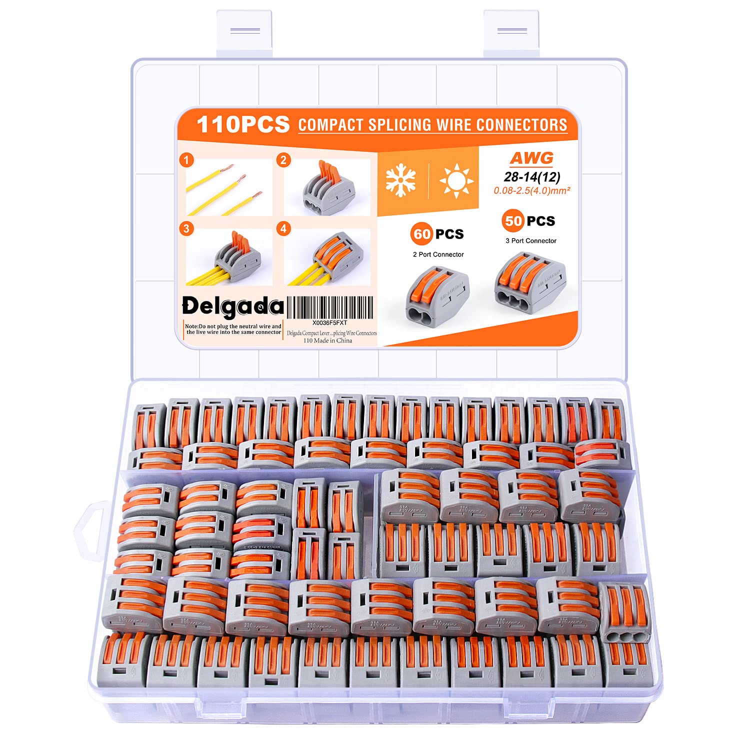Delgada 110pcs Quick Splicing Wire Connector Nuts