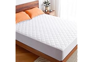 Perlecare Mattress Pad, Quilted Fitted Mattress Protector for Mattresses up to 21 inches Thick, Breathable & Cooling Mattress Cover with Elastic Corners, Comfortable & Soft Mattress Pad, PCMP01WF