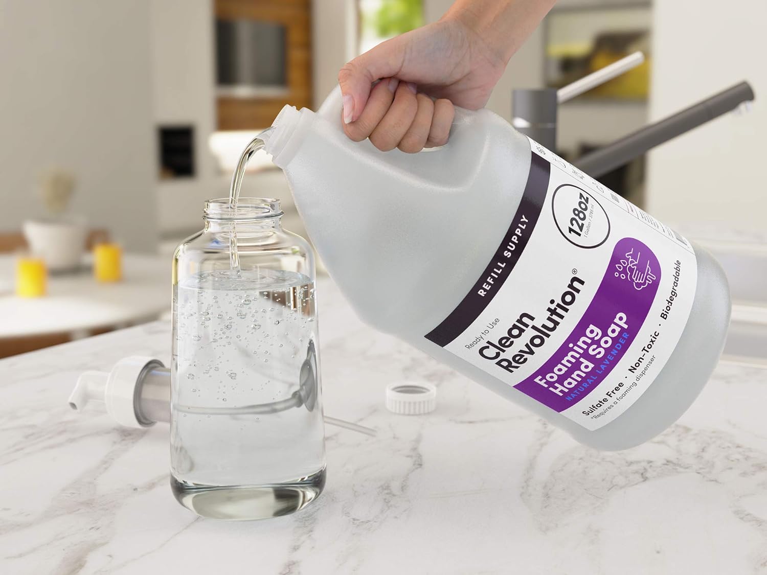 Clean Revolution Foaming Hand Soap Refill Supply Container. Ready to Use Formula. Natural Lavender Fragrance, 128 Fl. Oz: Health & Personal Care