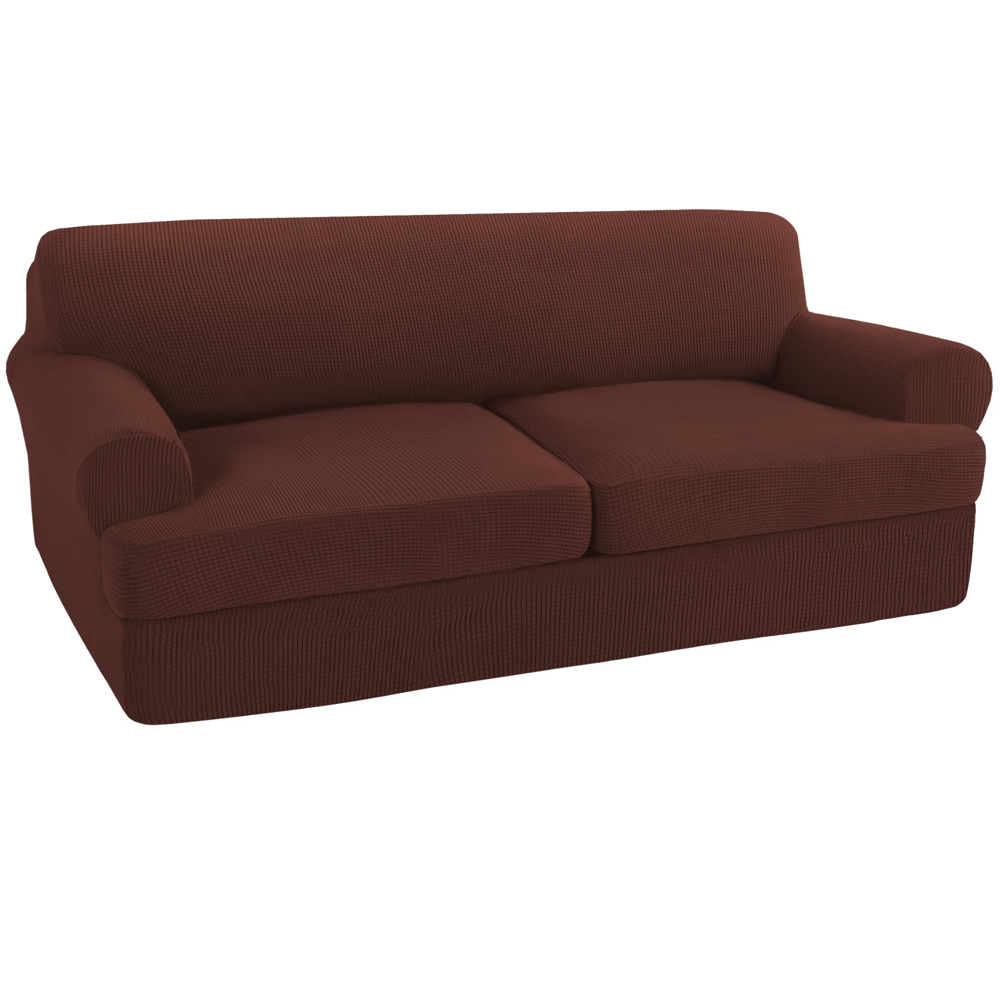 Photo 1 of Turquoize 3 Piece T Cushion Sofa Slipcovers Stretch Couch Cover Furniture Covers with 2 Individual T Cushion Covers, Machine Washable (2 Cushion Sofa, Burnt Brick)