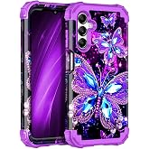Miqala for Galaxy A15 5G Case,Glow in The Dark Three Layer Heavy Duty Shockproof Full Protection Hard Plastic Bumper+Soft Silicone Protective Case for Samsung Galaxy A15 5G 6.5 inch,Dark