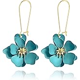DEYOUM Bohemian Daisy Flower Earrings for Women Elegant Handmade Long Matte Layered Tiered Floral Flower Petal Dangle Drop Earrings Boho Chic Flower Earrings Wedding Birthday Jewelry Gifts