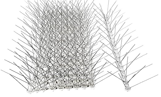 10 Stück (5 m) Taubenabwehr, 5 Reihen Spikes auf 50 cm Polycarbonatleiste, Taubenspikes, Vogelabwehr - DIREKT VOM HERSTELLER