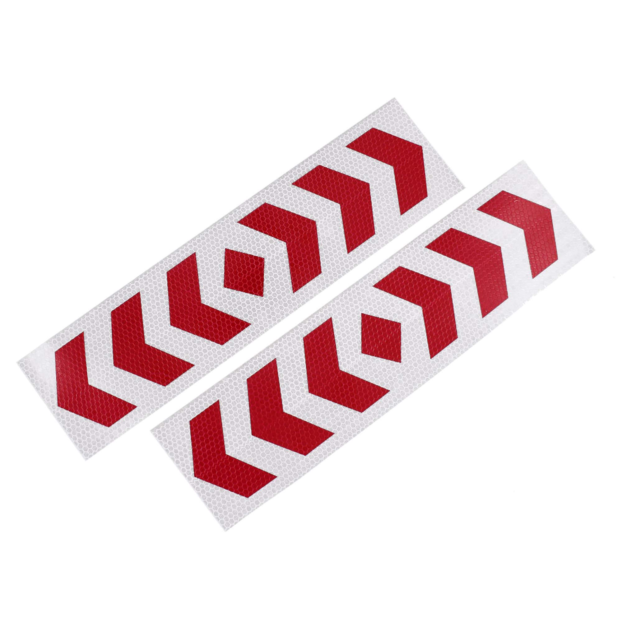 sourcing map Car SUV Plastic Reflective Warning Sign Sticker Tape Red White 2 Pcs