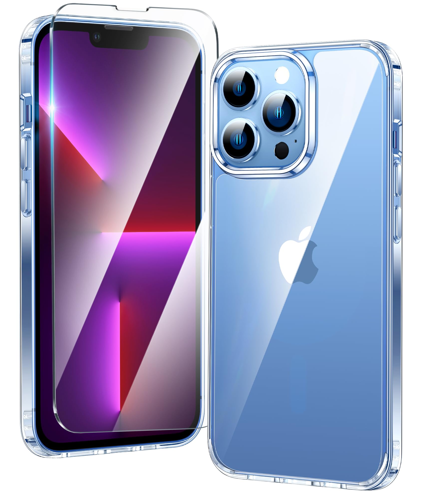 Photo 1 of FNTCASE for iPhone 13 Pro-Max Case: Anti-Yellowing Slim Clear Case | Military Grade Protective & Shockproof Drop Protection Thin Transparent Phone Cover(Clear)