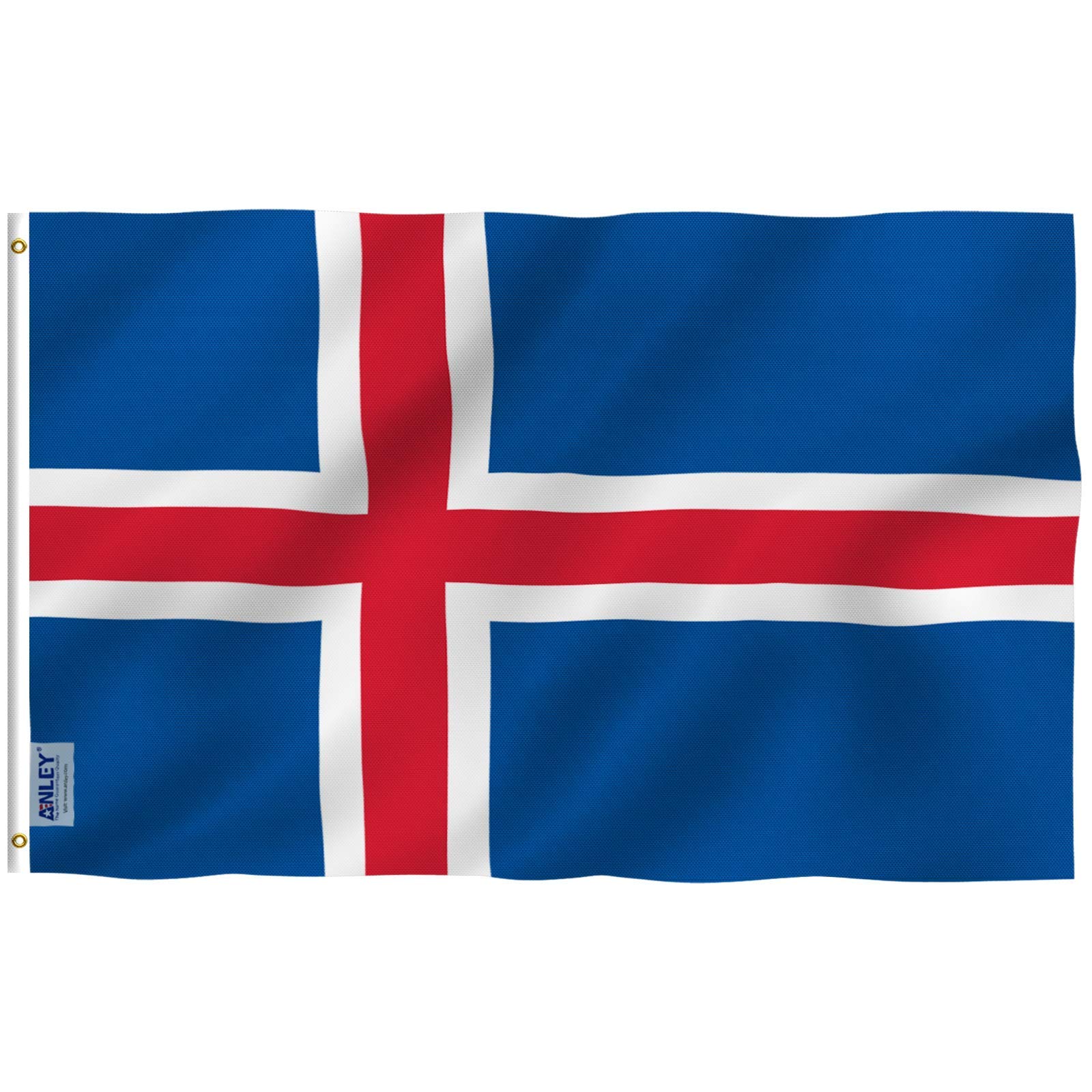 ANLEY Fly Breeze 3x5 Foot Iceland Flag - Vivid Color and UV Fade Resistant - Canvas Header and Double Stitched - Iceland National Country Flags Polyester with Brass Grommets 3 X 5 Ft
