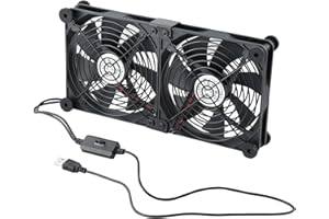 ELUTENG Dual AC 140mm Case Fan with Power Adapter, 3 Speed Control 12V Ventilator Fan for Laptop Receiver DVR Playstation Xbox Desk Computer Cabinet Cooling