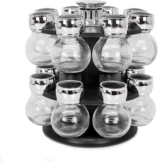 Amazon Com Evelyne Gmt 10048 Bk Revolving Spice Rack 16 Glass
