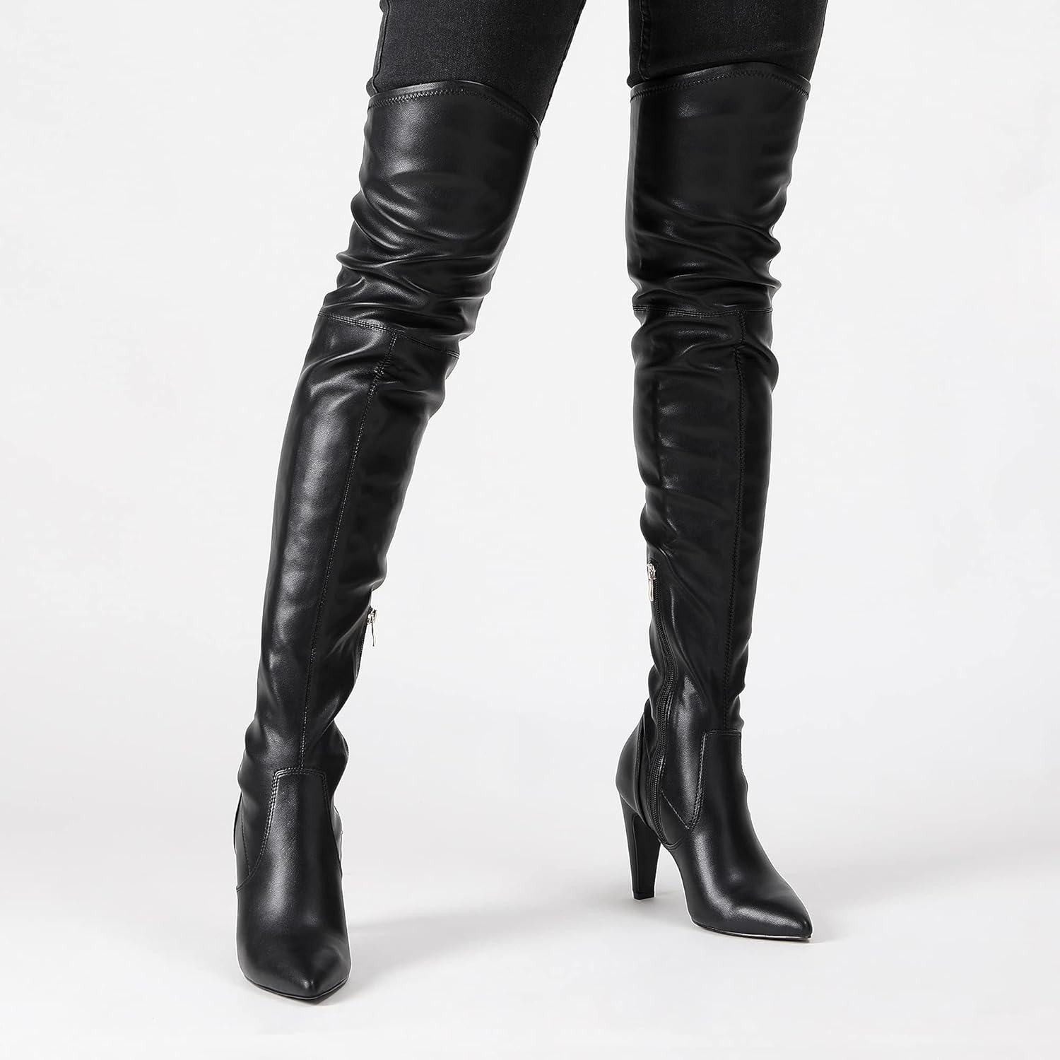  | DREAM PAIRS Women's Thigh High Boots Over The Knee Heels Long Sexy Pointed Toe Boots | Over-the-Knee