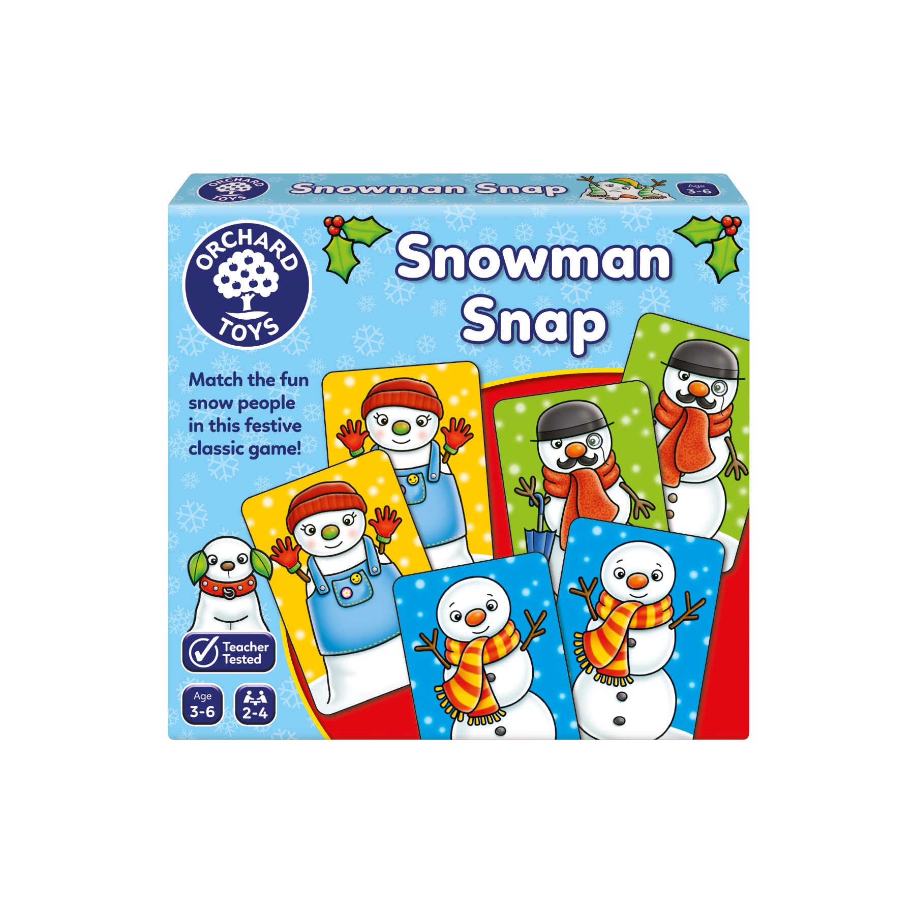 Orchard Toys Snowman Snap, Christmas Game, Stocking Filler, Advent Gift, Small and Compact, Educational Game, For Kids Age 3-7
