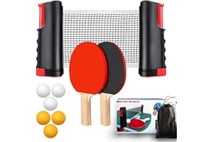 MYLEUS Portable Ping Pong Set with Retractable Net, 2 Paddles, 6 Balls, Storage Mesh Bag - Indoor/Outdoor Table Tennis Kit